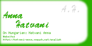 anna hatvani business card